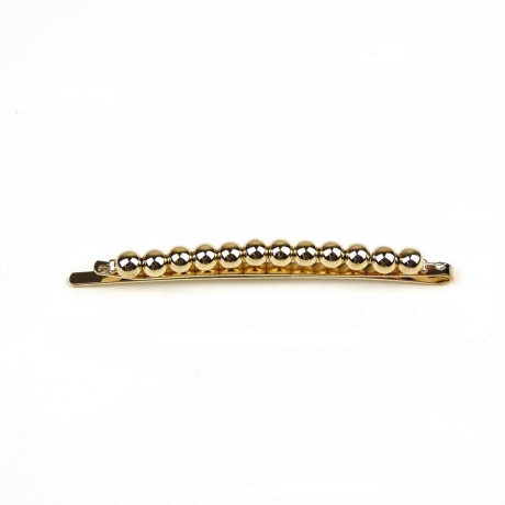 Pince cheveux lisette fine avec boules doré 6.5cm
