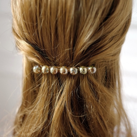 Barrette cheveux perle 8.5cm - bronze