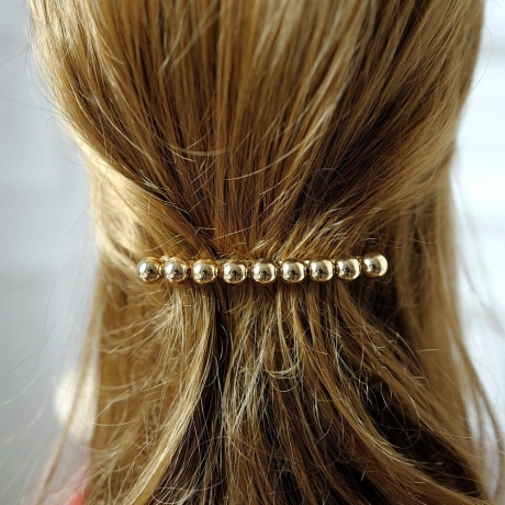 Barrette cheveux perles 8.5cm - doré