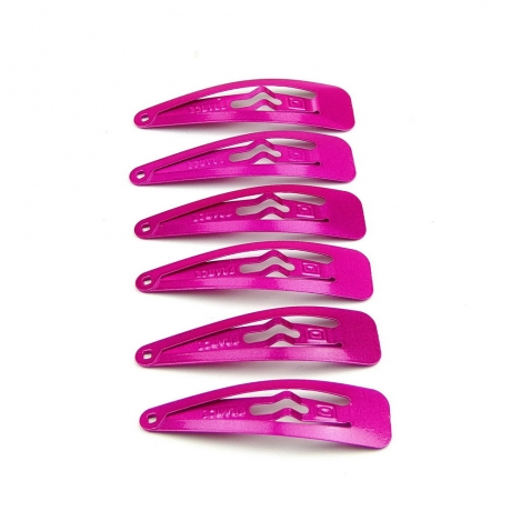 Lot de 6 pinces cheveux clic clac fuchsia Made in France 5cm