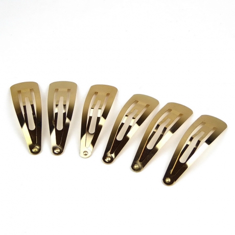 Lot 10 pinces cheveux clic clac dorées 5cm