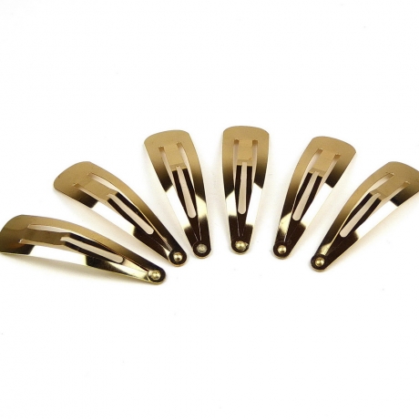 Lot 10 pinces cheveux clic clac dorées 6.8cm