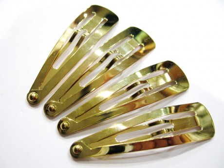 Lot 6 pinces cheveux clic clac dorées 5cm