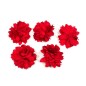 Lot de 5 petites fleurs en tissu satin - rouge
