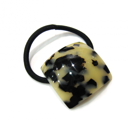 Elastique fait main motif carré arrondi Tokyo, accessoire cheveux - beige