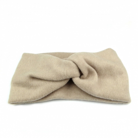 Bandeau turban cheveux large très doux - beige