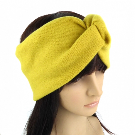 Bandeau turban cheveux large très doux - beige