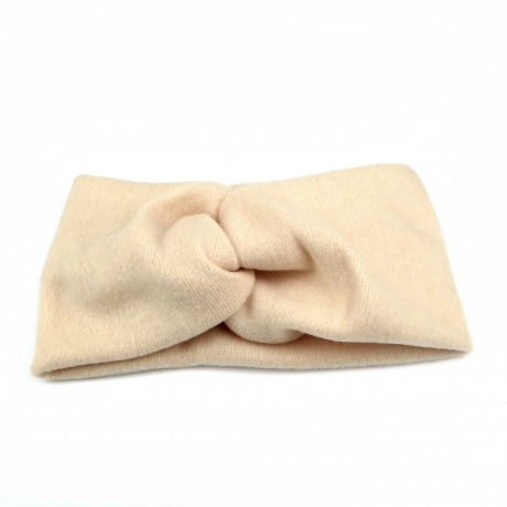 Bandeau turban cheveux large très doux - beige rosé