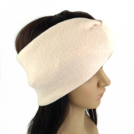 Bandeau turban cheveux large très doux - beige rosé