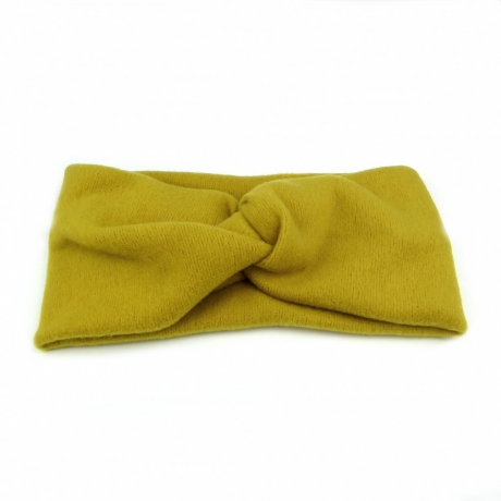 Bandeau turban cheveux large très doux - jaune moutarde