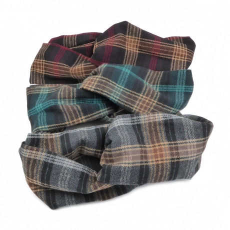 Bandeau cheveux croisé en tissu tartan écossais multi vert