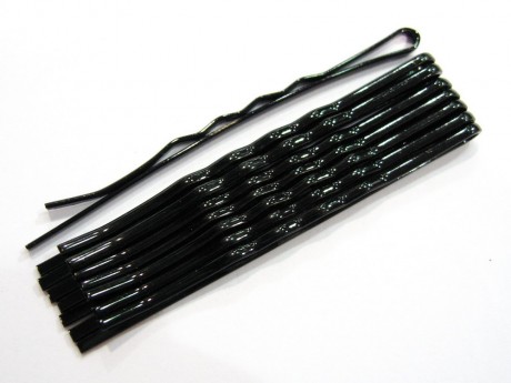 24 pinces guiche ondulées noir 6.5cm