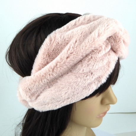 Bandeau cheveux large très doux imitation fourrure - noir -