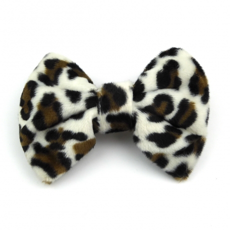 Barrette noeud imitation fourrure 8cm - leopard