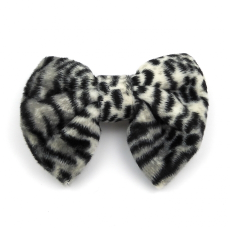 Barrette noeud imitation fourrure 8cm - zèbre