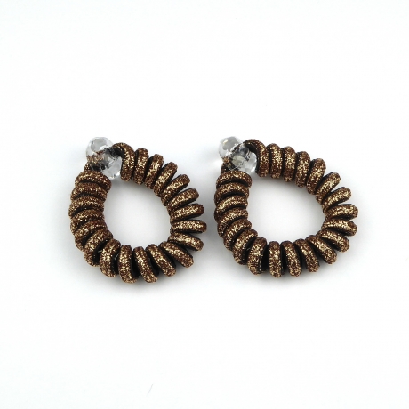 2 élastiques cheveux spirale torsadé lurex - marron