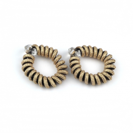 2 élastiques cheveux spirale torsadé lurex - doré