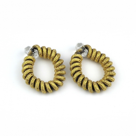 2 élastiques cheveux spirale torsadé lurex - doré