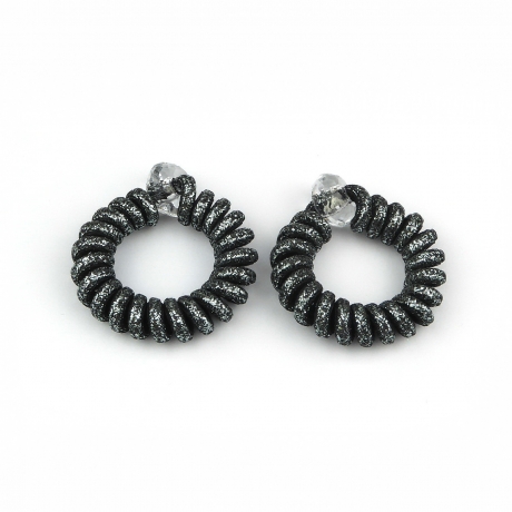 2 élastiques cheveux spirale torsadé lurex - gris