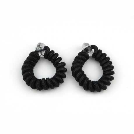 2 élastiques cheveux spirale torsadé lurex - noir