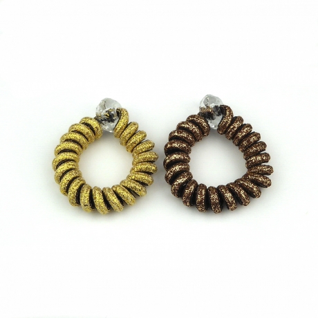 2 élastiques cheveux spirale torsadé lurex - doré marron