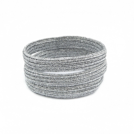 Elastiques cheveux lurex, lot de 3 - argent
