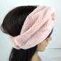 Bandeau cheveux large très doux imitation fourrure - rose poudré