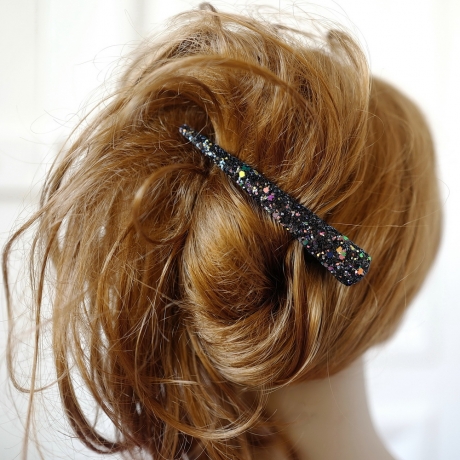 Grande pince cheveux concorde paillette 10.5cm - multi foncé