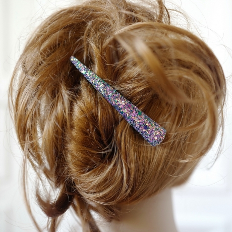 Grande pince cheveux concorde paillette 10.5cm - violet bleu
