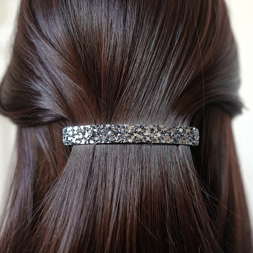 Barrette cheveux paillette 8.5cm - gris bleu Barrette cheveux paillette 8.5cm - gris bleu