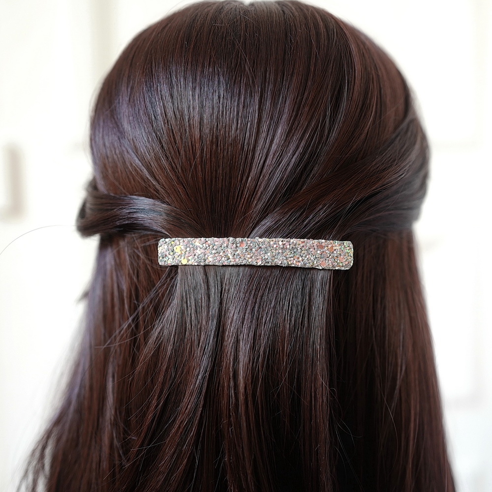 Barrette cheveux paillette 8.5cm - gris vert Barrette cheveux paillette 8.5cm - gris vert