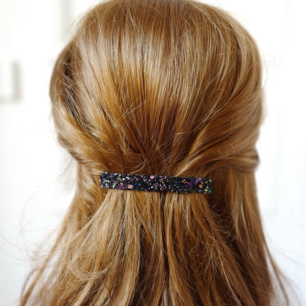 Barrette cheveux paillette 8.5cm - multicolore foncé Barrette cheveux paillette 8.5cm - multicolore foncé
