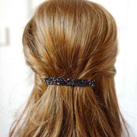 Barrette cheveux paillette 8.5cm - multicolore foncé