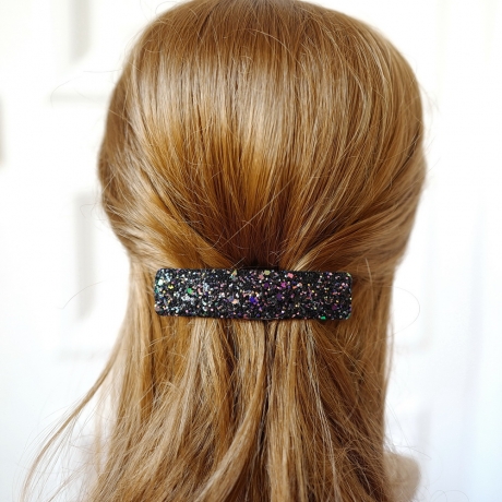 Barrette cheveux paillettes 9cm - multicolore foncé