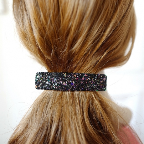 Barrette cheveux paillettes 9cm - multicolore foncé