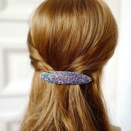 Barrette cheveux ovale paillettes - violet