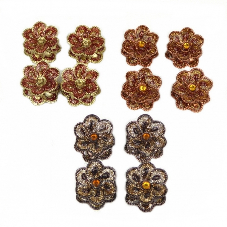 Pinces cheveux fleur paillette vernis, 4pcs - doré