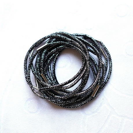 Lot de 12 élastiques cheveux lurex - gris