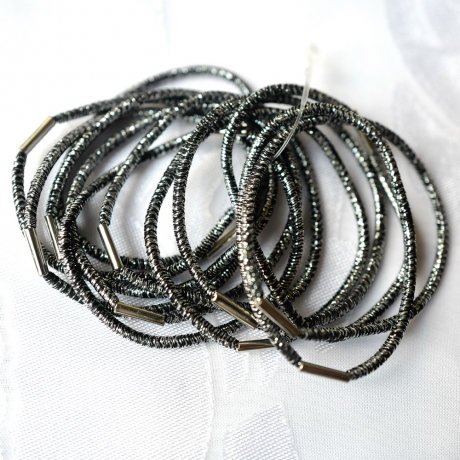 Lot de 12 élastiques cheveux lurex - gris