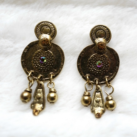 Boucle d'oreille pendante clip - doré