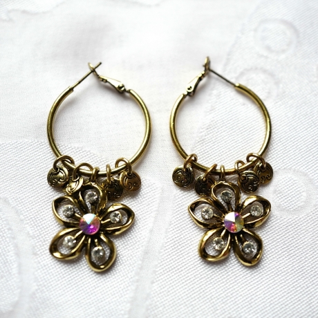 Boucle d'oreille créole pendante - doré