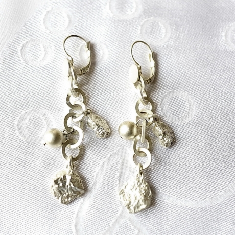 Boucle d'oreille pendante - argenté mat