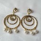 Grande boucle d'oreille pendante breloques perle - doré Grande boucle d'oreille pendante breloques perle - doré
