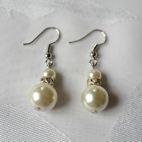 Boucle d'oreille pendante perle - argent