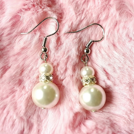 Boucle d'oreille pendante perle - argent