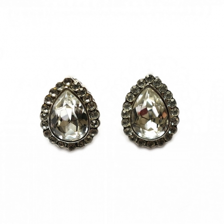 Boucle d'oreille goutte strass - argent