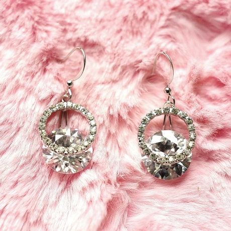 Boucle d'oreille pendante zircon - argent