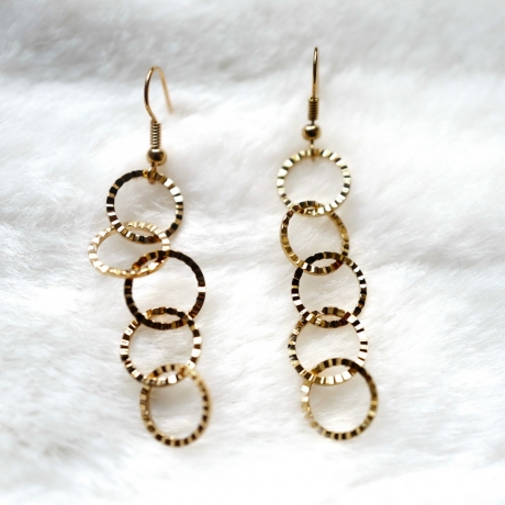 Boucle d'oreille pendante anneaux - doré