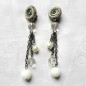 Boucle d'oreille clip pendante vintage - argent