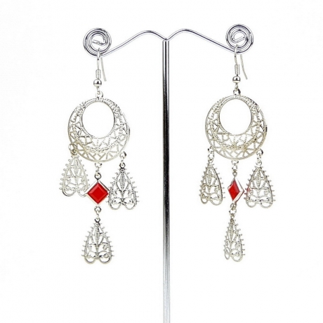 Boucle d'oreille pendante filigrane - argent